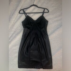 Black Faux Leather Mini Dress